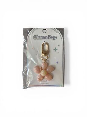 Charm Pop Pink Flower Charm Keychain